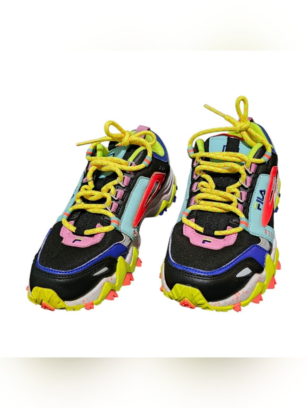 FILA Oakmont TR Women Size 6 Chunky Trail Sneakers Multicolor Neon Colorblock